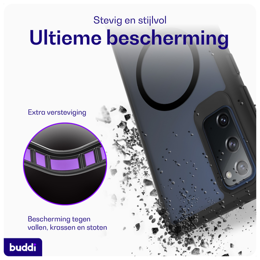 Buddi Hybrid Samsung Galaxy S20 FE Hoesje MagSafe Back Cover Transparant Zwart afbeelding 2
