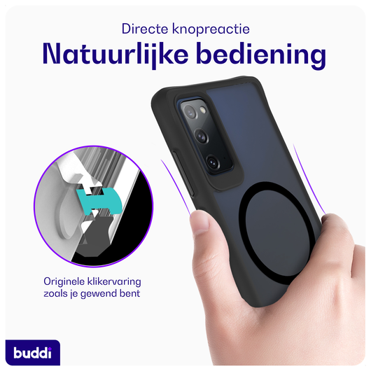 Buddi Hybrid Samsung Galaxy S20 FE Hoesje MagSafe Back Cover Transparant Zwart afbeelding 4