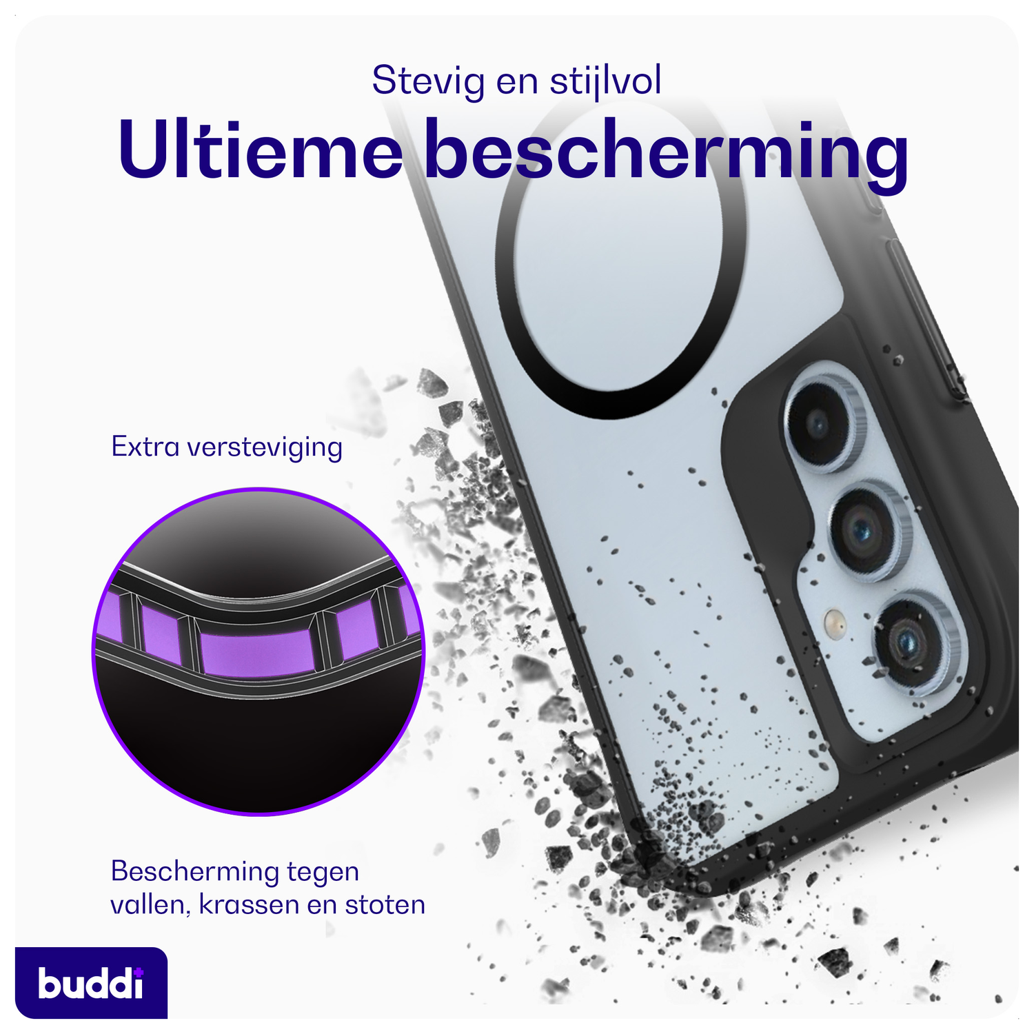 Buddi Hybrid Samsung Galaxy A54 Hoesje MagSafe Back Cover Matte Zwart afbeelding 2