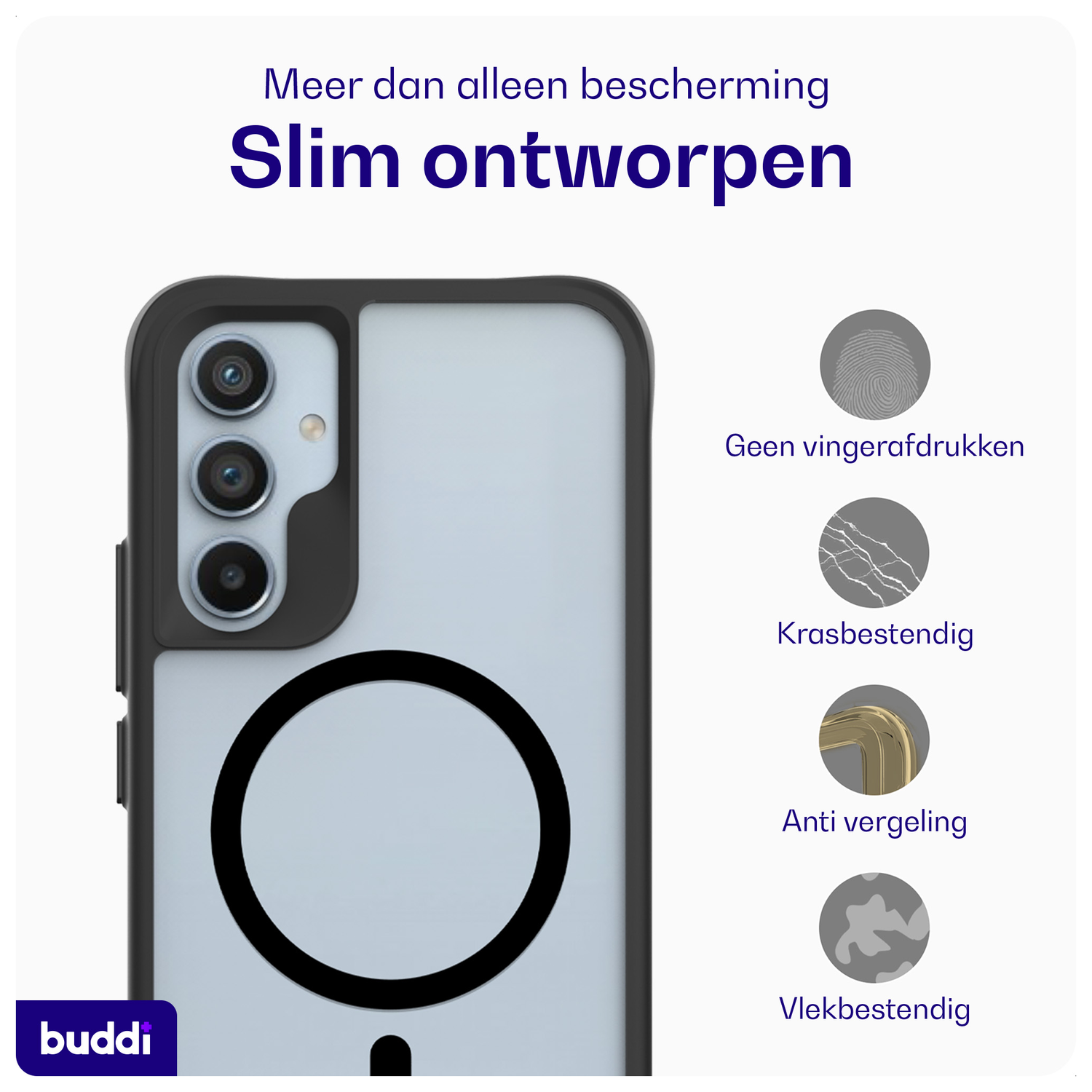 Buddi Hybrid Samsung Galaxy A54 Hoesje MagSafe Back Cover Matte Zwart afbeelding 6