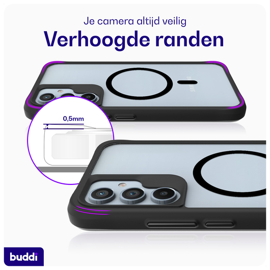 Buddi Hybrid Samsung Galaxy A54 Hoesje MagSafe Back Cover Matte Zwart afbeelding 4