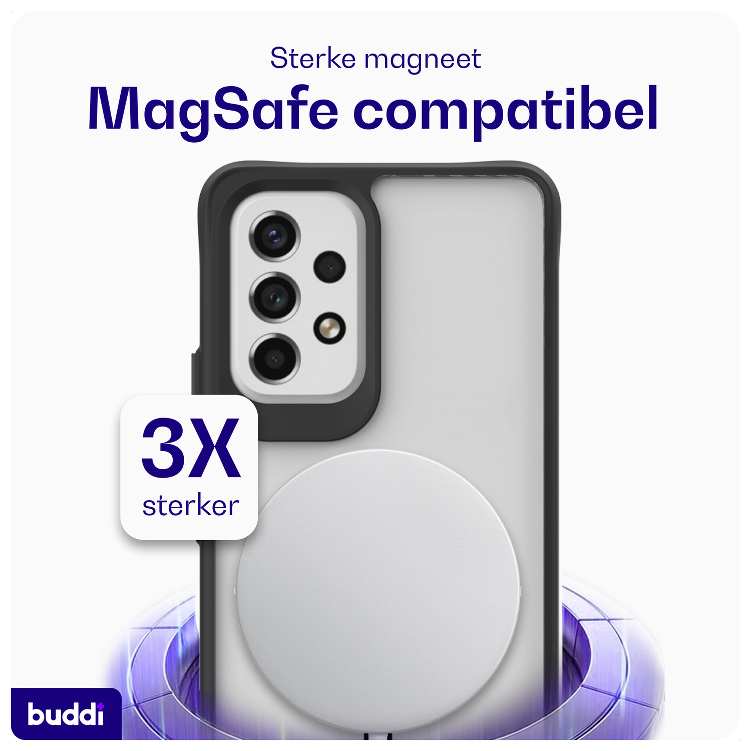 Buddi Hybrid Samsung Galaxy A53 Hoesje MagSafe Back Cover Matte Zwart afbeelding 3
