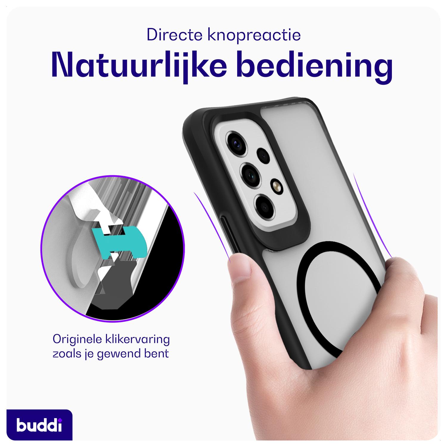 Buddi Hybrid Samsung Galaxy A53 Hoesje MagSafe Back Cover Matte Zwart afbeelding 4