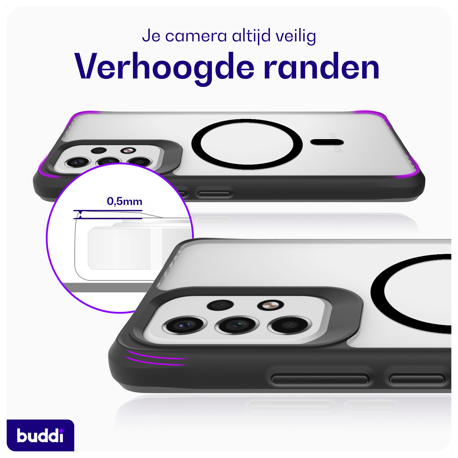 Buddi Hybrid Samsung Galaxy A53 Hoesje MagSafe Back Cover Matte Zwart afbeelding 5