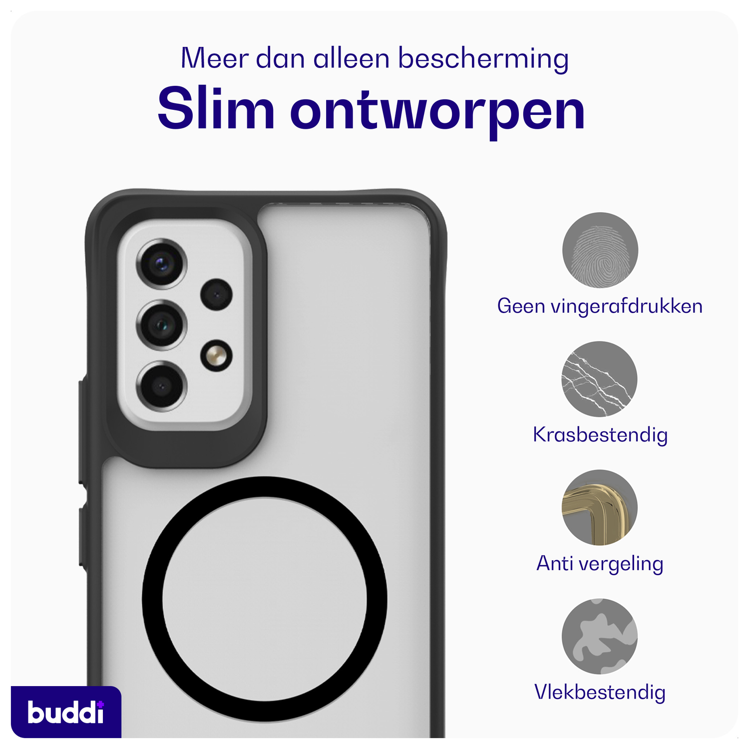Buddi Hybrid Samsung Galaxy A53 Hoesje MagSafe Back Cover Matte Zwart afbeelding 6