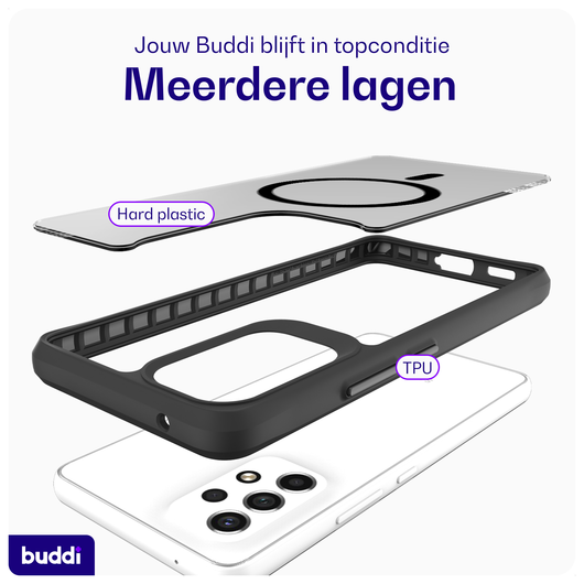 Buddi Hybrid Samsung Galaxy A53 Hoesje MagSafe Back Cover Matte Zwart afbeelding 7