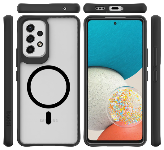 Buddi Hybrid Samsung Galaxy A53 Hoesje MagSafe Back Cover Matte Zwart afbeelding 9