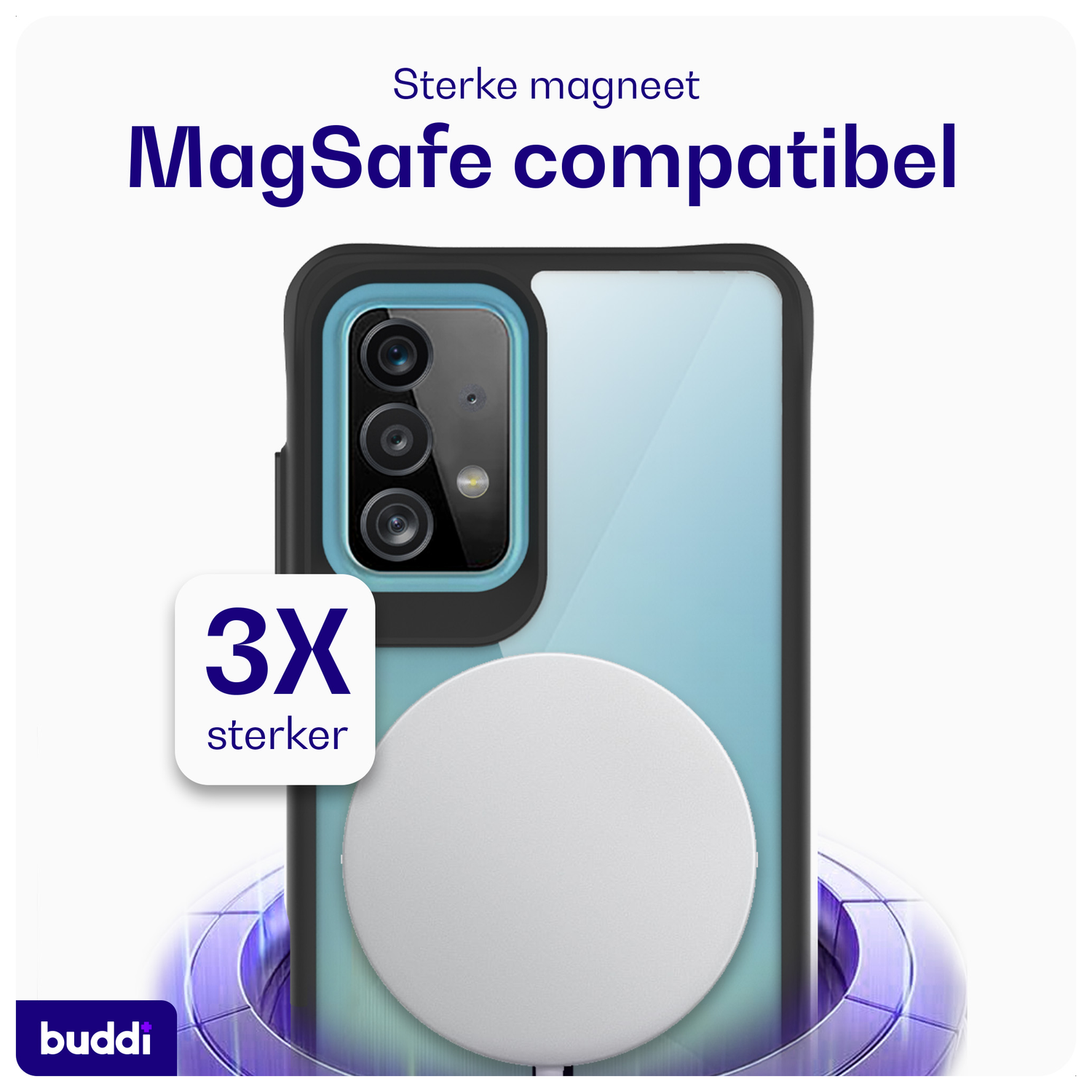 Buddi Hybrid Samsung Galaxy A52 / A52s Hoesje MagSafe Back Cover Matte Zwart afbeelding 3