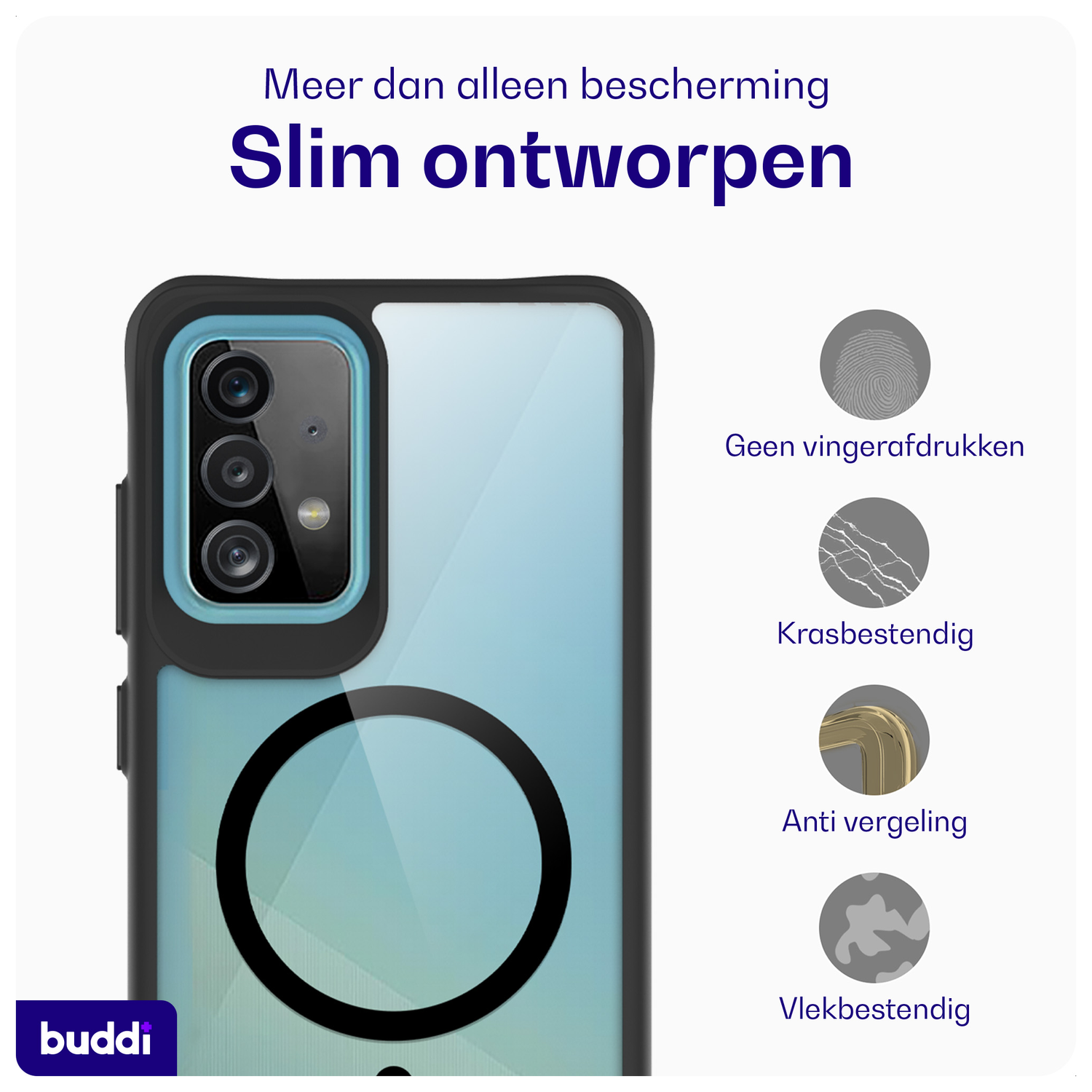 Buddi Hybrid Samsung Galaxy A52 / A52s Hoesje MagSafe Back Cover Matte Zwart afbeelding 6