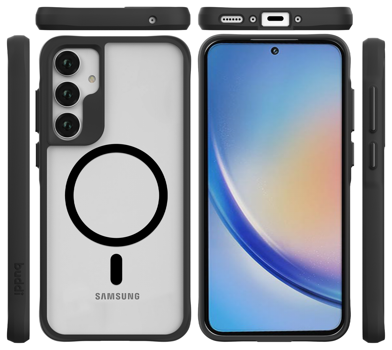 Buddi Hybrid Samsung Galaxy A35 Hoesje MagSafe Back Cover Matte Zwart afbeelding 4