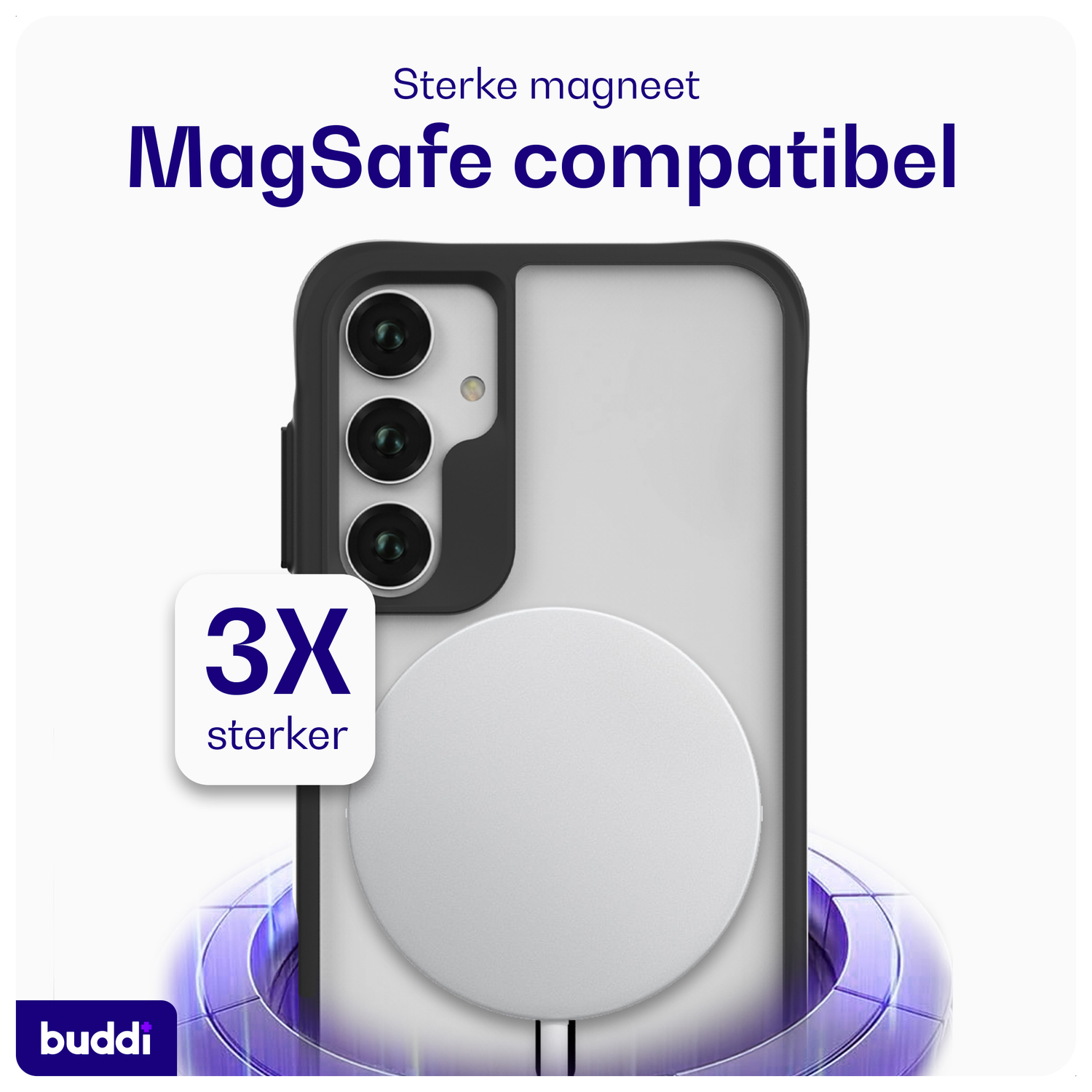 Buddi Hybrid Samsung Galaxy A35 Hoesje MagSafe Back Cover Matte Zwart afbeelding 3