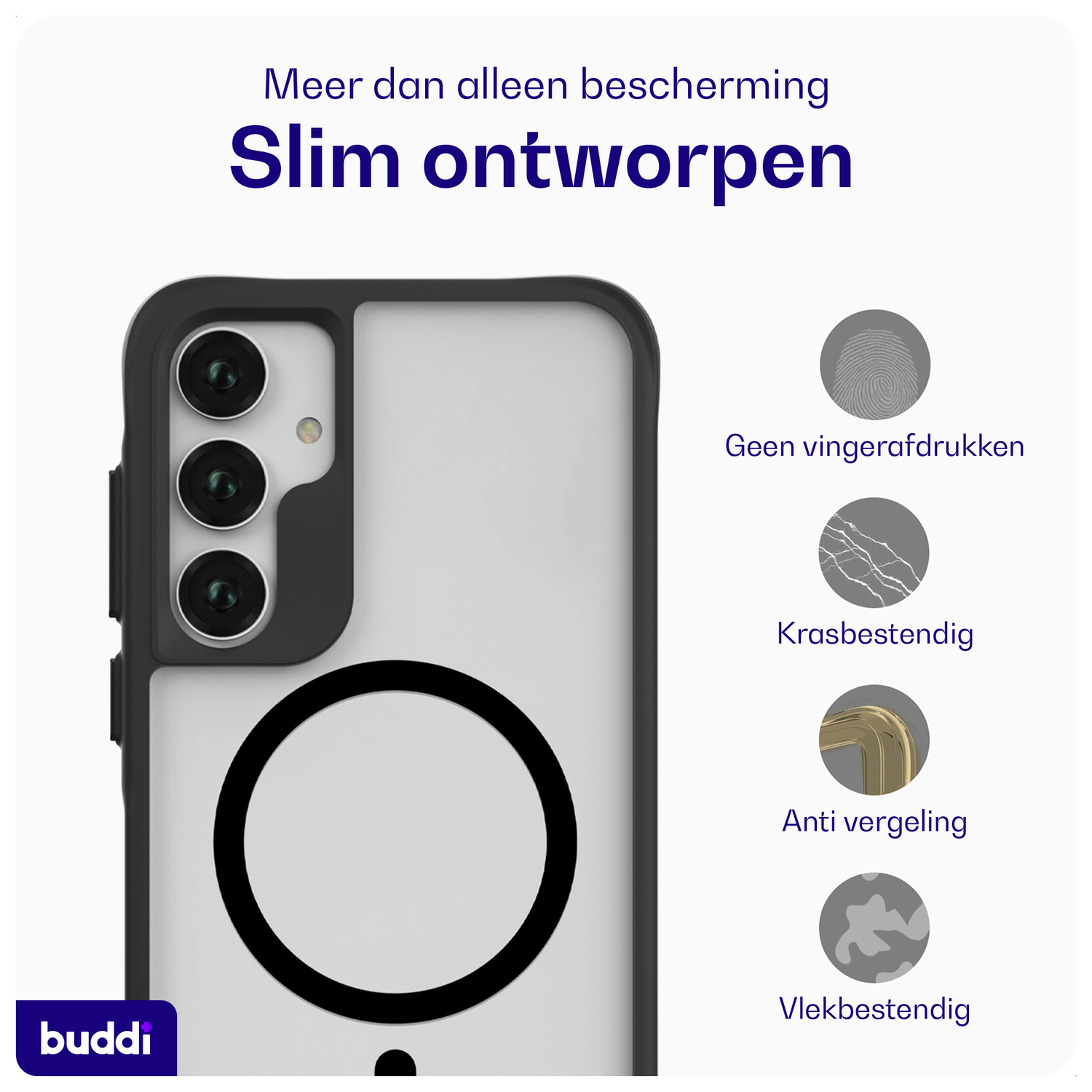 Buddi Hybrid Samsung Galaxy A35 Hoesje MagSafe Back Cover Matte Zwart afbeelding 6