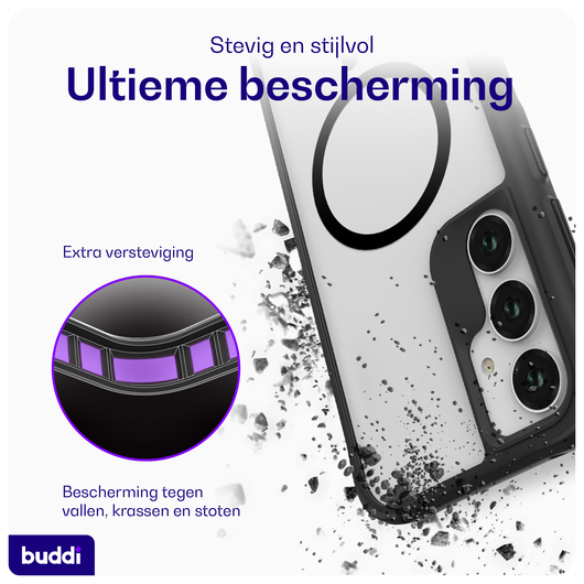 Buddi Hybrid Samsung Galaxy A35 Hoesje MagSafe Back Cover Matte Zwart afbeelding 2