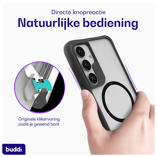 Buddi Hybrid Samsung Galaxy A35 Hoesje MagSafe Back Cover Matte Zwart afbeelding 4