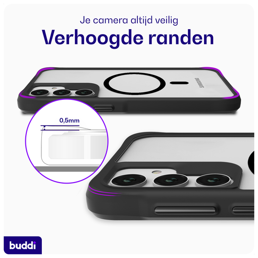 Buddi Hybrid Samsung Galaxy A35 Hoesje MagSafe Back Cover Matte Zwart afbeelding 5
