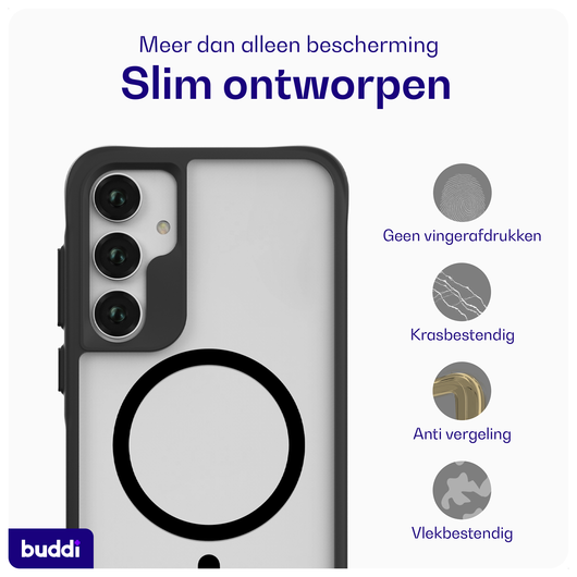 Buddi Hybrid Samsung Galaxy A35 Hoesje MagSafe Back Cover Matte Zwart afbeelding 6