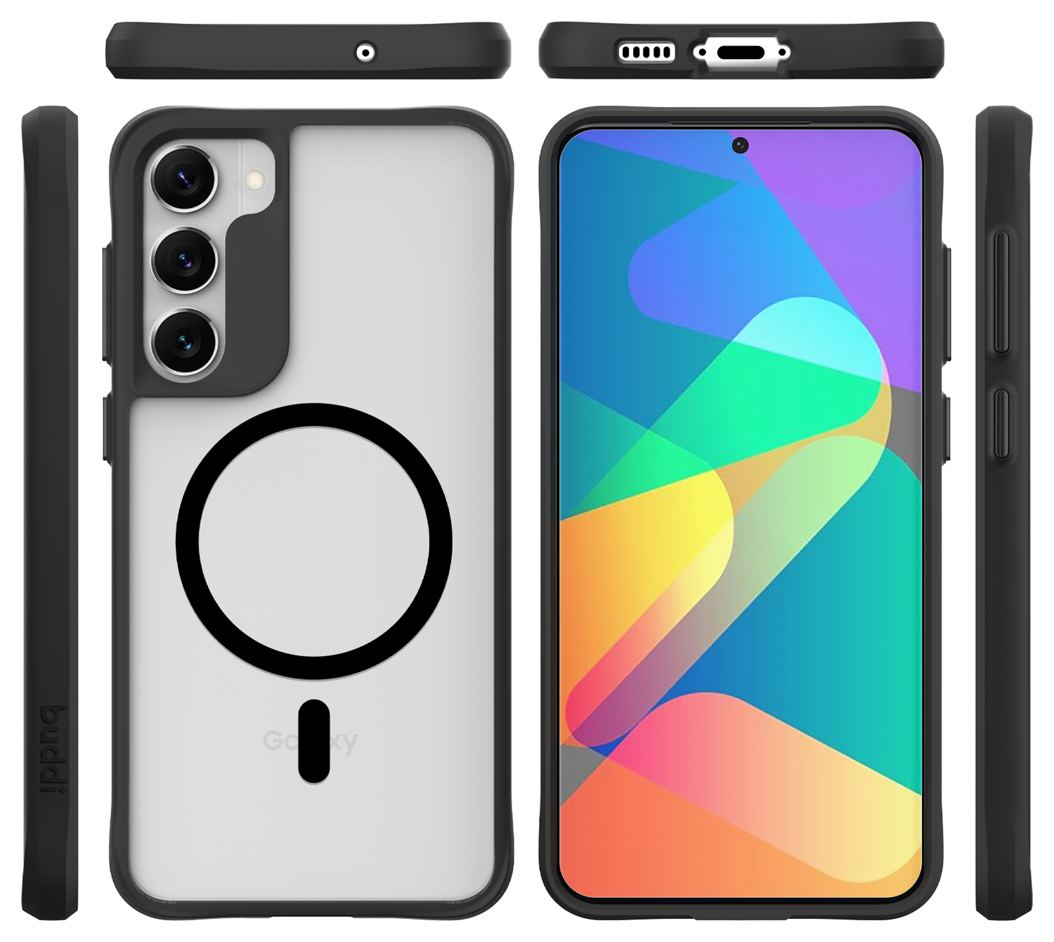 Buddi Hybrid Samsung Galaxy S23 Hoesje MagSafe Back Cover Matte Zwart afbeelding 3