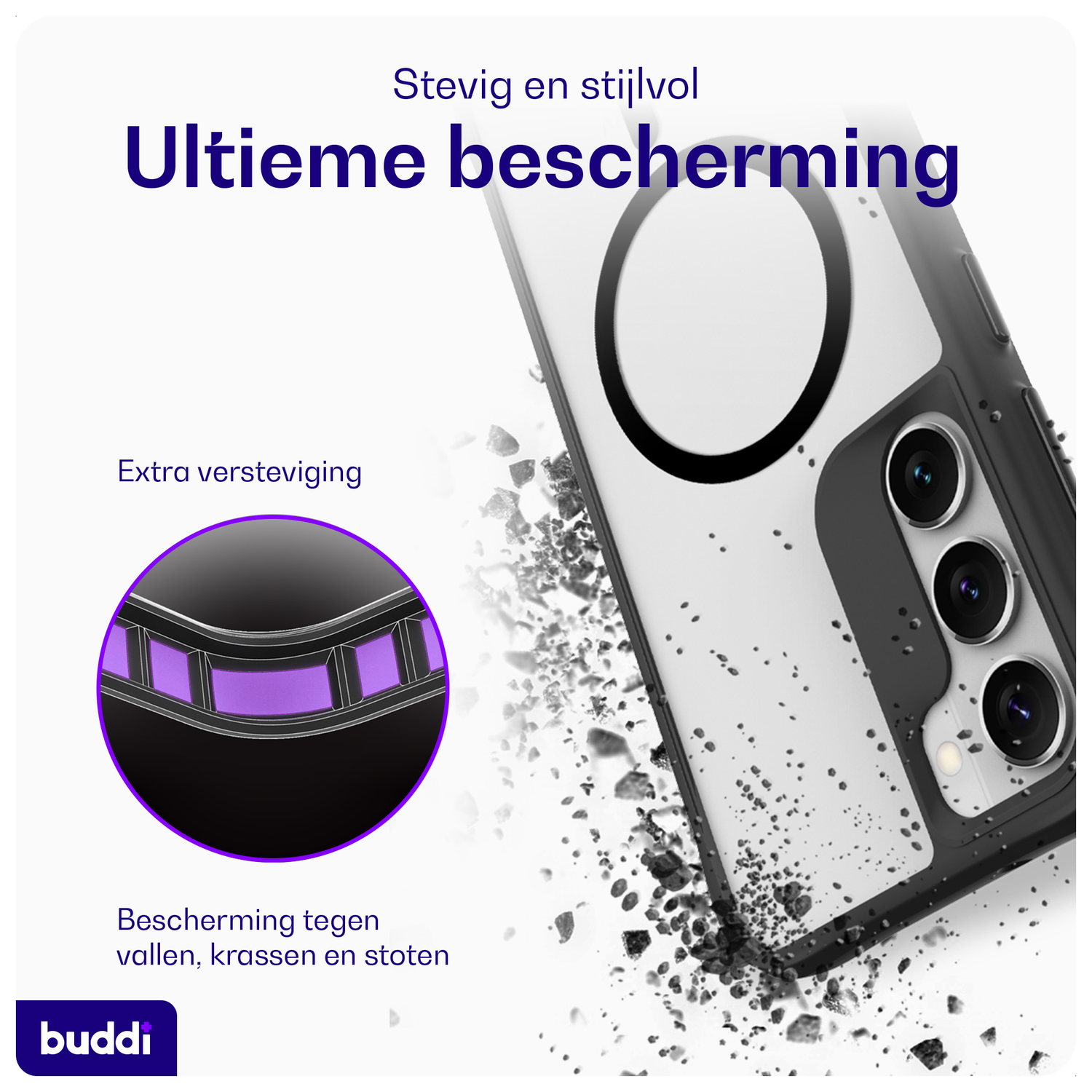 Buddi Hybrid Samsung Galaxy S23 Plus Hoesje MagSafe Back Cover Matte Zwart afbeelding 2