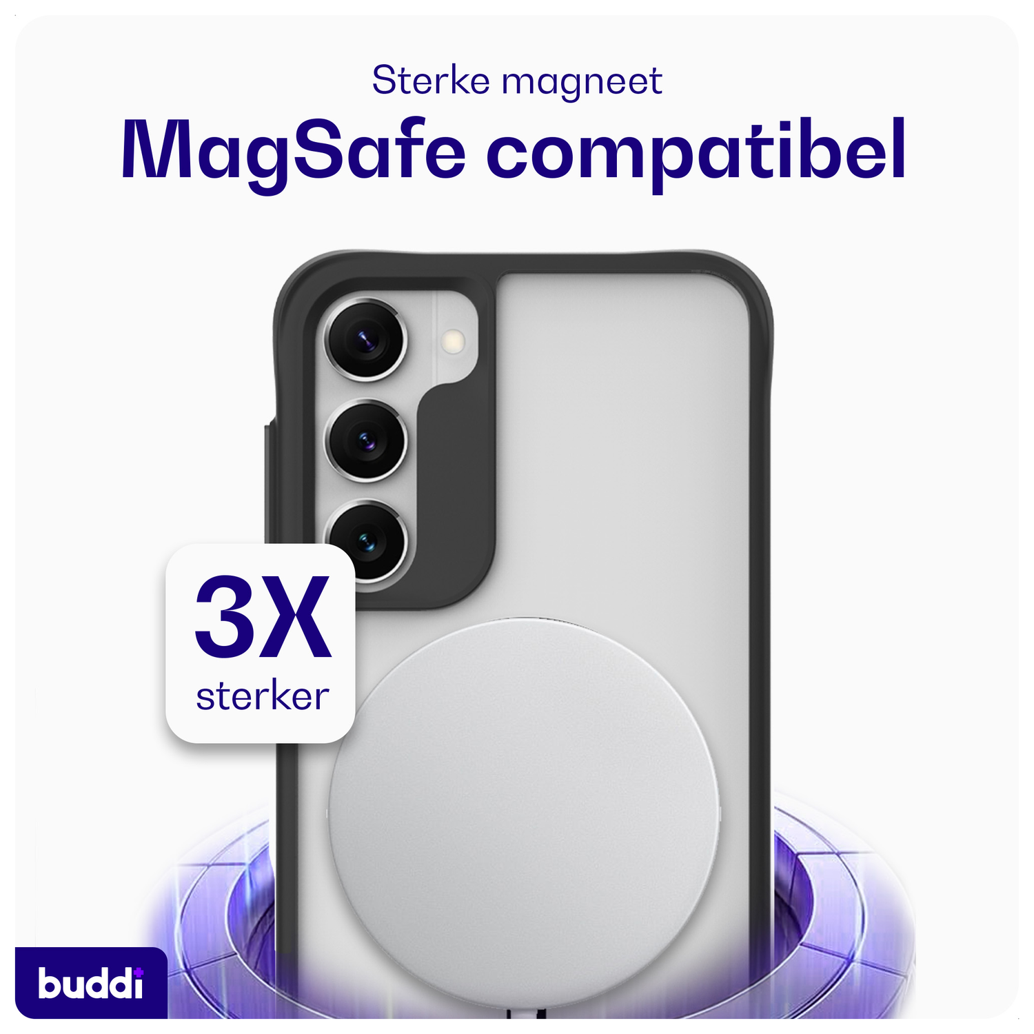 Buddi Hybrid Samsung Galaxy S23 Plus Hoesje MagSafe Back Cover Matte Zwart afbeelding 3