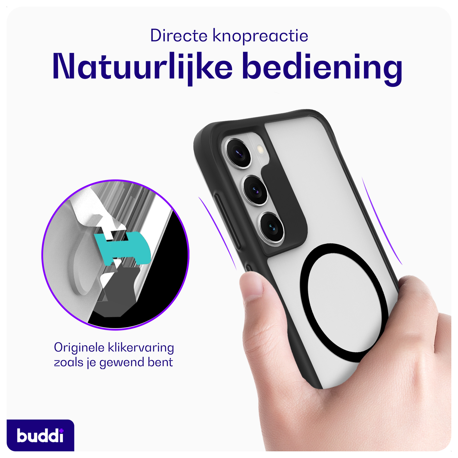 Buddi Hybrid Samsung Galaxy S23 Plus Hoesje MagSafe Back Cover Matte Zwart afbeelding 4
