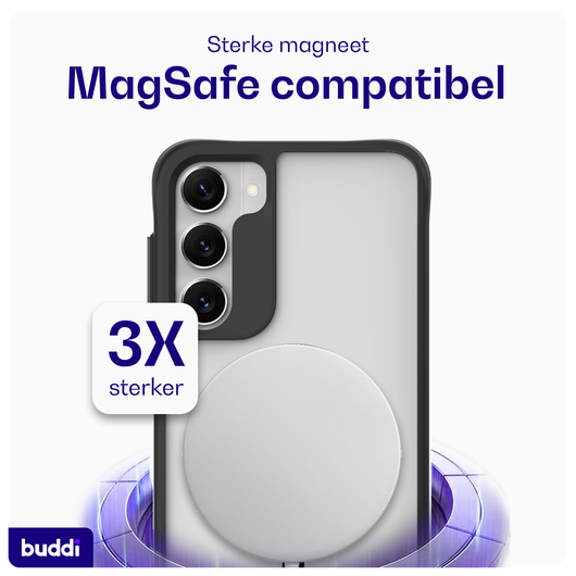 Buddi Hybrid Samsung Galaxy S23 Plus Hoesje MagSafe Back Cover Matte Zwart afbeelding 3