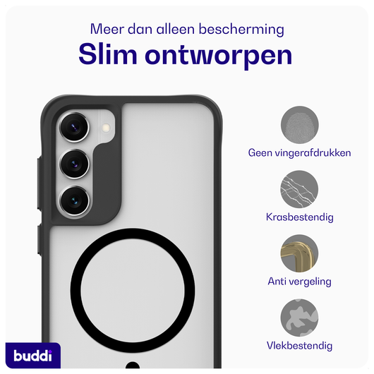 Buddi Hybrid Samsung Galaxy S23 Plus Hoesje MagSafe Back Cover Matte Zwart afbeelding 6