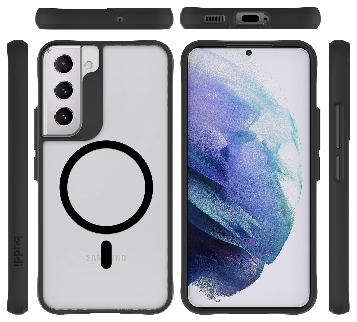 Buddi Hybrid Samsung Galaxy S22 Hoesje MagSafe Back Cover Matte Zwart afbeelding 9