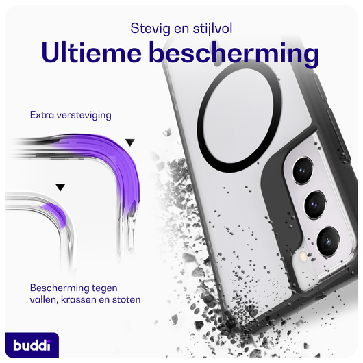 Buddi Hybrid Samsung Galaxy S22 Plus Hoesje MagSafe Back Cover Matte Zwart afbeelding 2