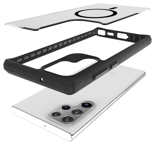 Buddi Hybrid Samsung Galaxy S22 Ultra Hoesje MagSafe Matte Zwart afbeelding 10