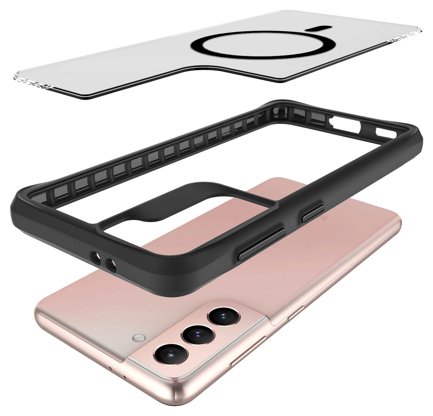 Buddi Hybrid Samsung Galaxy S21 Hoesje MagSafe Back Cover Matte Zwart afbeelding 4