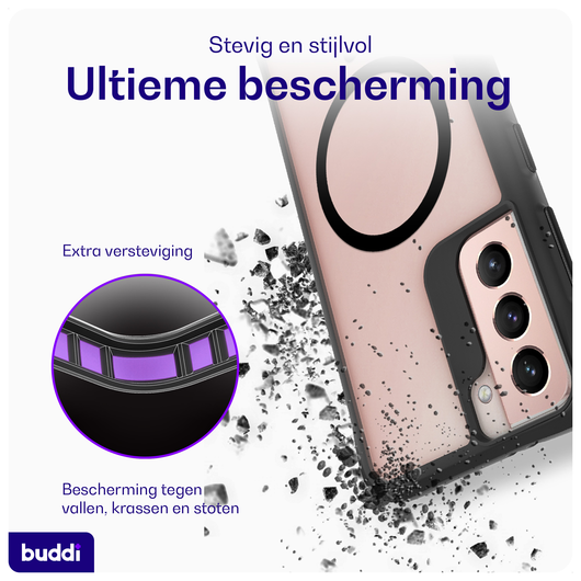 Buddi Hybrid Samsung Galaxy S21 Hoesje MagSafe Back Cover Matte Zwart afbeelding 2