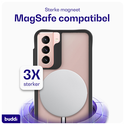 Buddi Hybrid Samsung Galaxy S21 Hoesje MagSafe Back Cover Matte Zwart afbeelding 3