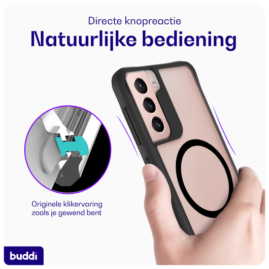 Buddi Hybrid Samsung Galaxy S21 Hoesje MagSafe Back Cover Matte Zwart afbeelding 4