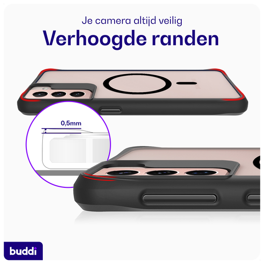 Buddi Hybrid Samsung Galaxy S21 Hoesje MagSafe Back Cover Matte Zwart afbeelding 5