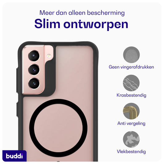 Buddi Hybrid Samsung Galaxy S21 Hoesje MagSafe Back Cover Matte Zwart afbeelding 6