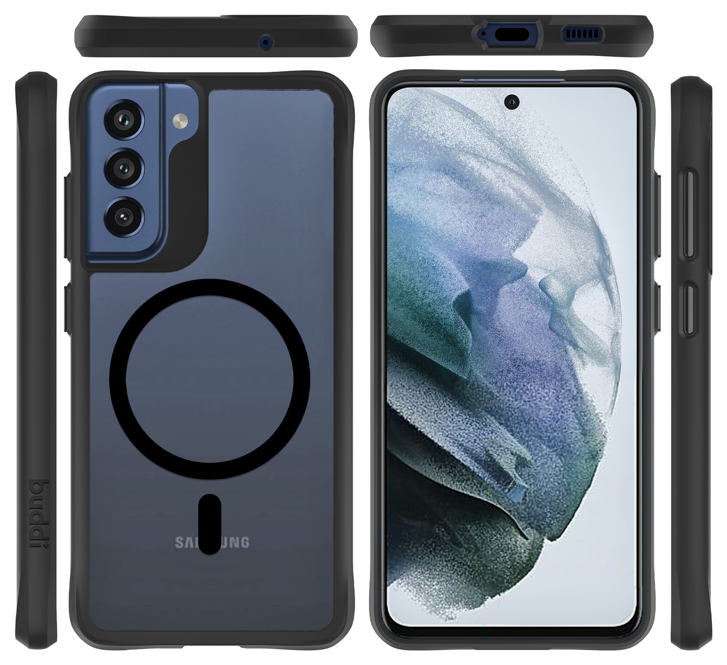 Buddi Hybrid Samsung Galaxy S21 FE Hoesje MagSafe Back Cover Matte Zwart afbeelding 8