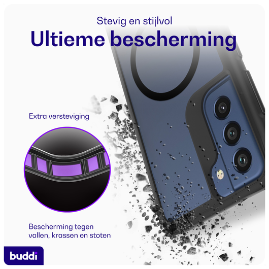 Buddi Hybrid Samsung Galaxy S21 FE Hoesje MagSafe Back Cover Matte Zwart afbeelding 2