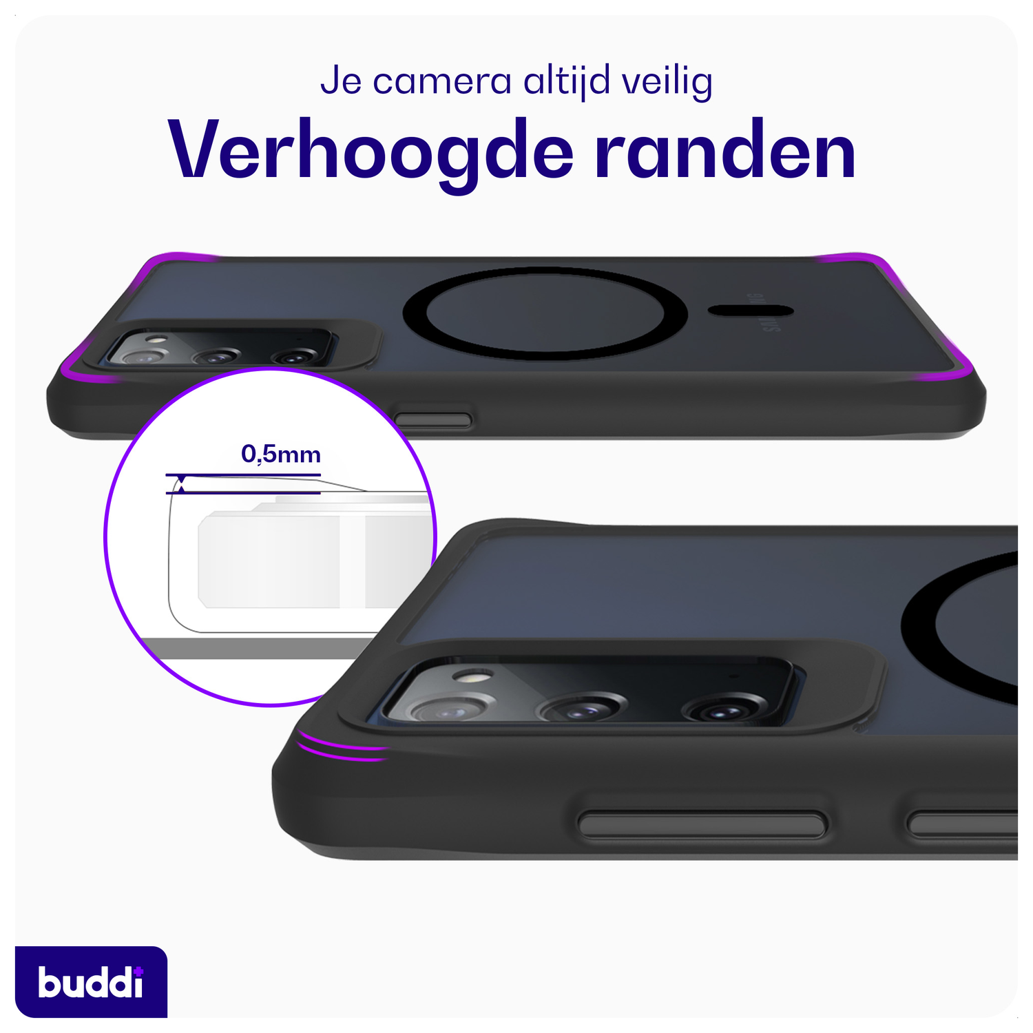 Buddi Hybrid Samsung Galaxy S20 FE Hoesje MagSafe Back Cover Matte Zwart afbeelding 5