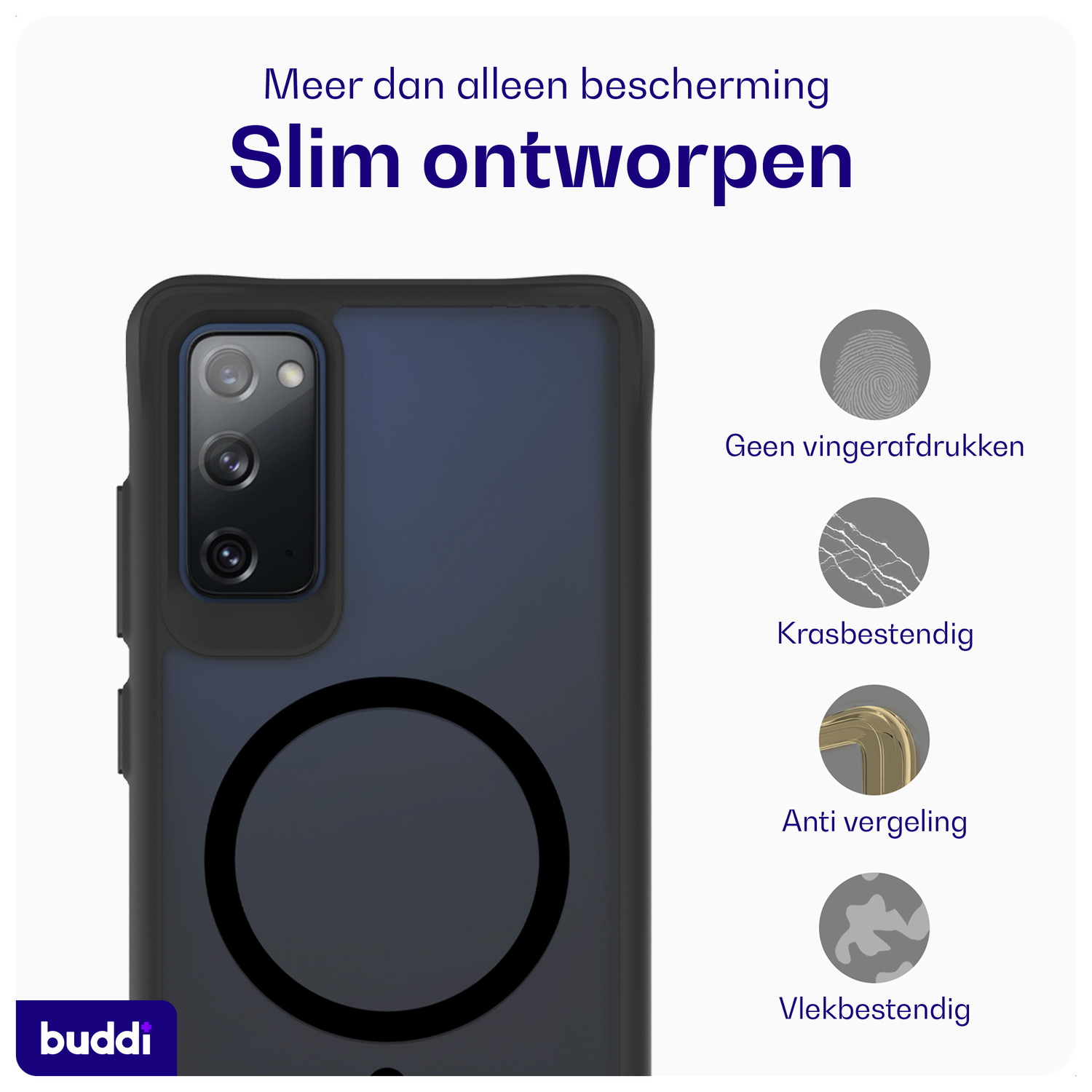Buddi Hybrid Samsung Galaxy S20 FE Hoesje MagSafe Back Cover Matte Zwart afbeelding 6