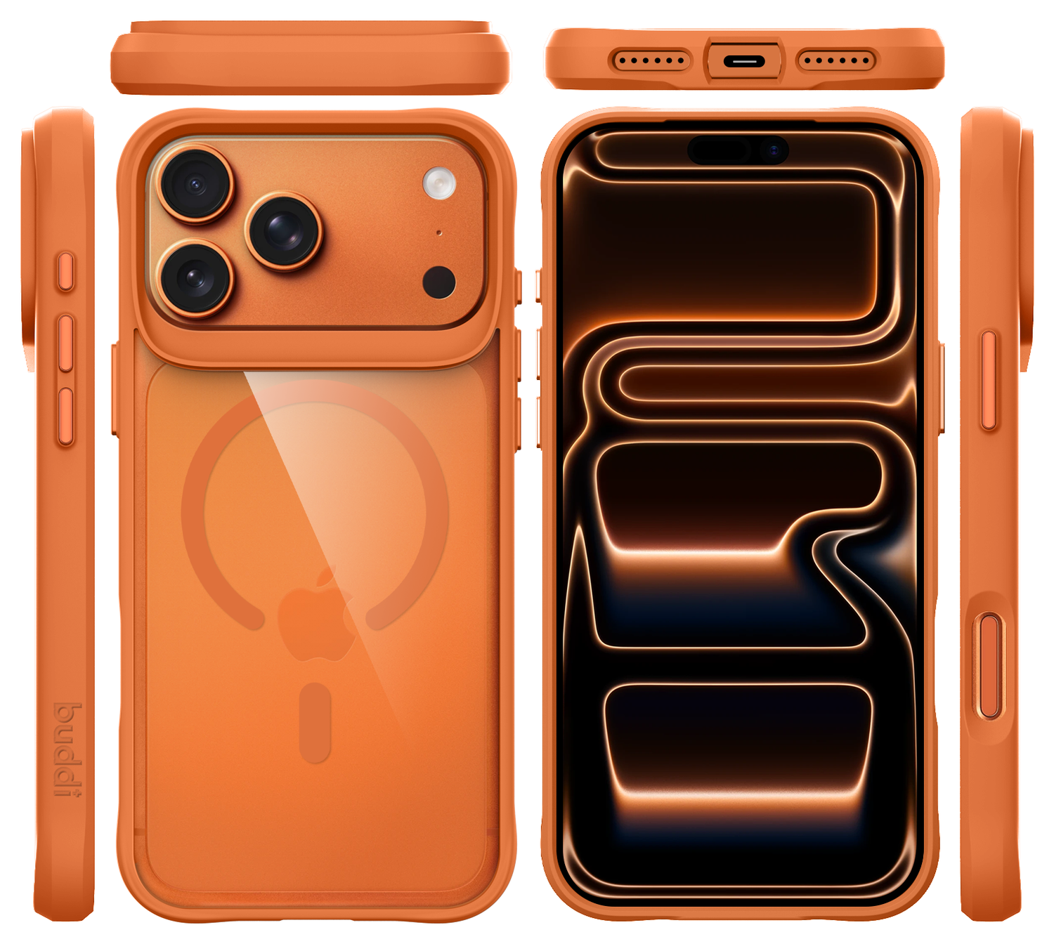 Buddi Hybrid iPhone 17 Pro Max Hoesje MagSafe Back Cover Matched Oranje afbeelding 9