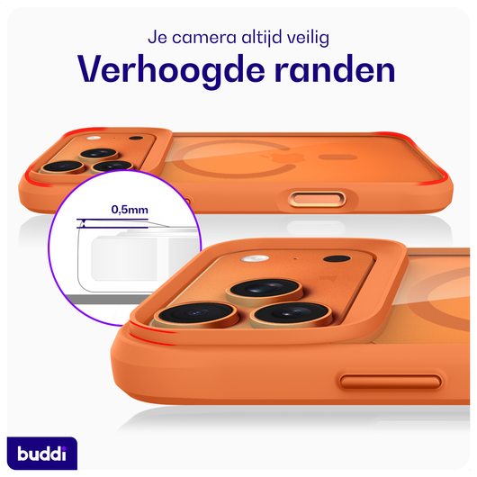 Buddi Hybrid iPhone 17 Pro Max Hoesje MagSafe Back Cover Matched Oranje afbeelding 5