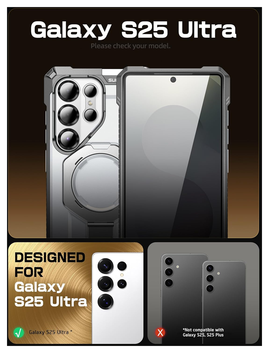 SUPCASE UB Grip Samsung Galaxy S25 Ultra Hoesje MagSafe / Qi2 Kickstand Wit afbeelding 2