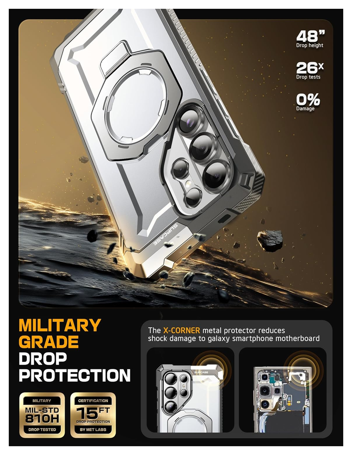 SUPCASE UB Grip Samsung Galaxy S25 Ultra Hoesje MagSafe / Qi2 Kickstand Wit afbeelding 3