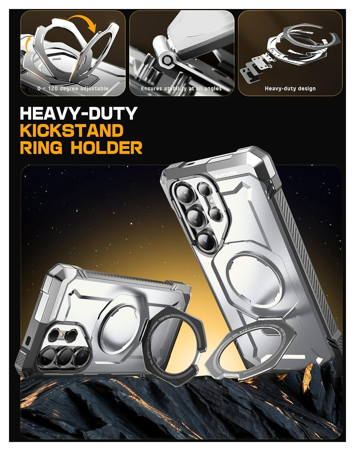 SUPCASE UB Grip Samsung Galaxy S25 Ultra Hoesje MagSafe / Qi2 Kickstand Wit afbeelding 4