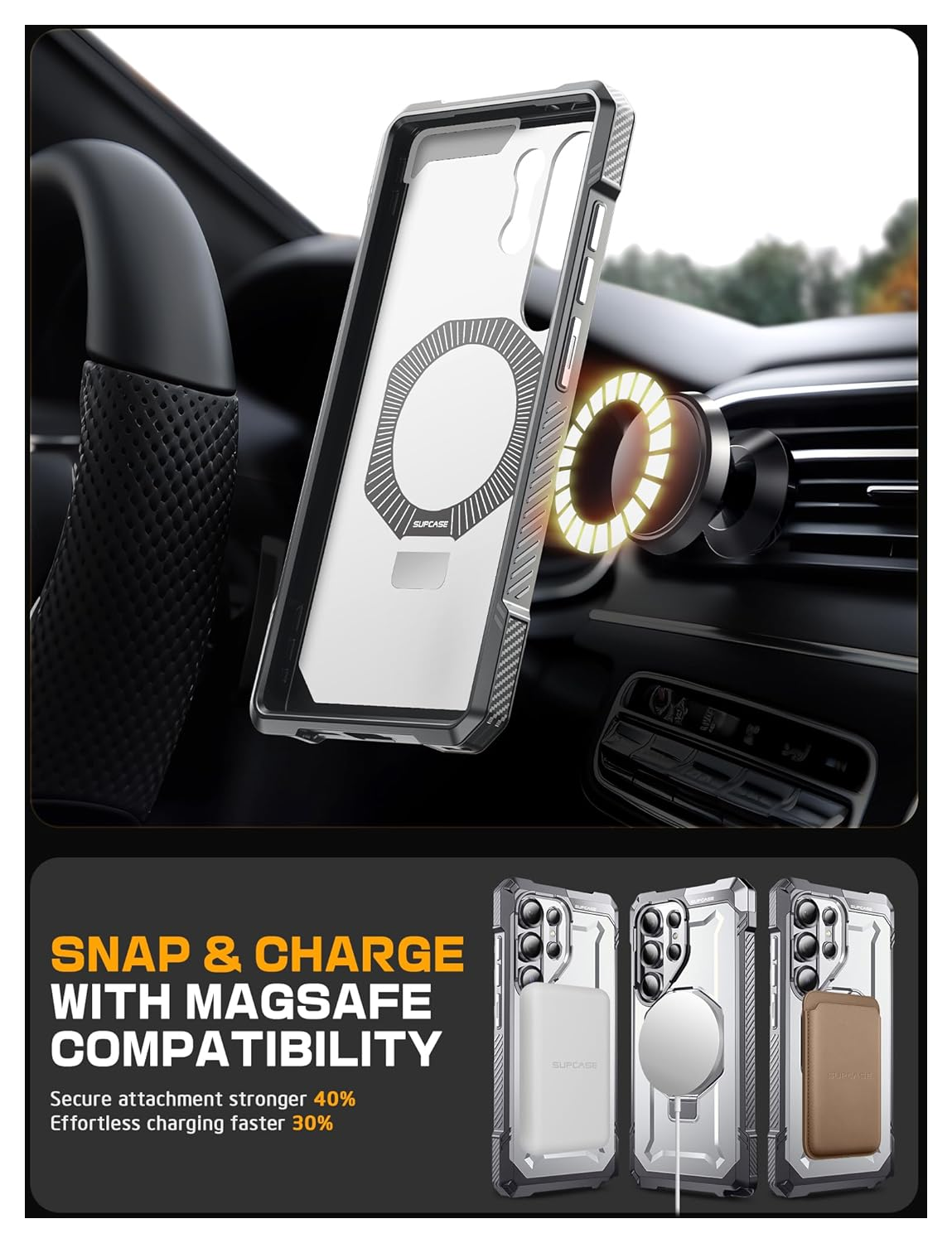 SUPCASE UB Grip Samsung Galaxy S25 Ultra Hoesje MagSafe / Qi2 Kickstand Wit afbeelding 6