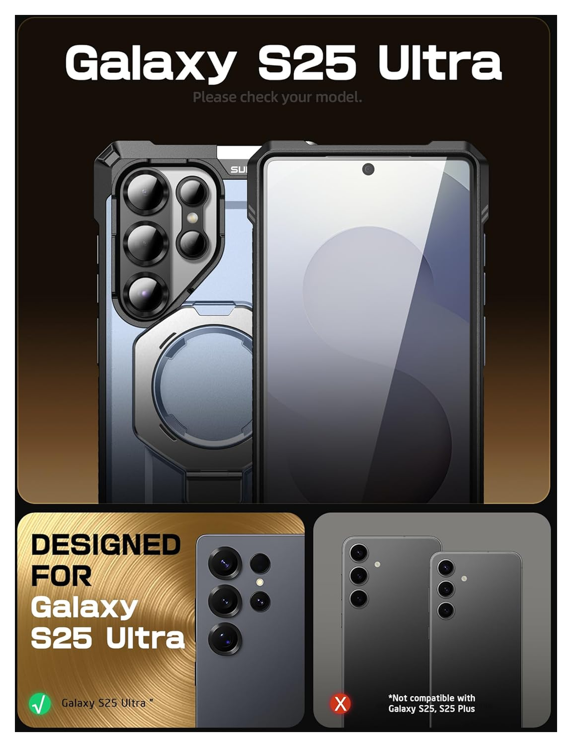 SUPCASE UB Grip Samsung Galaxy S25 Ultra Hoesje MagSafe / Qi2 Kickstand Blauw afbeelding 2