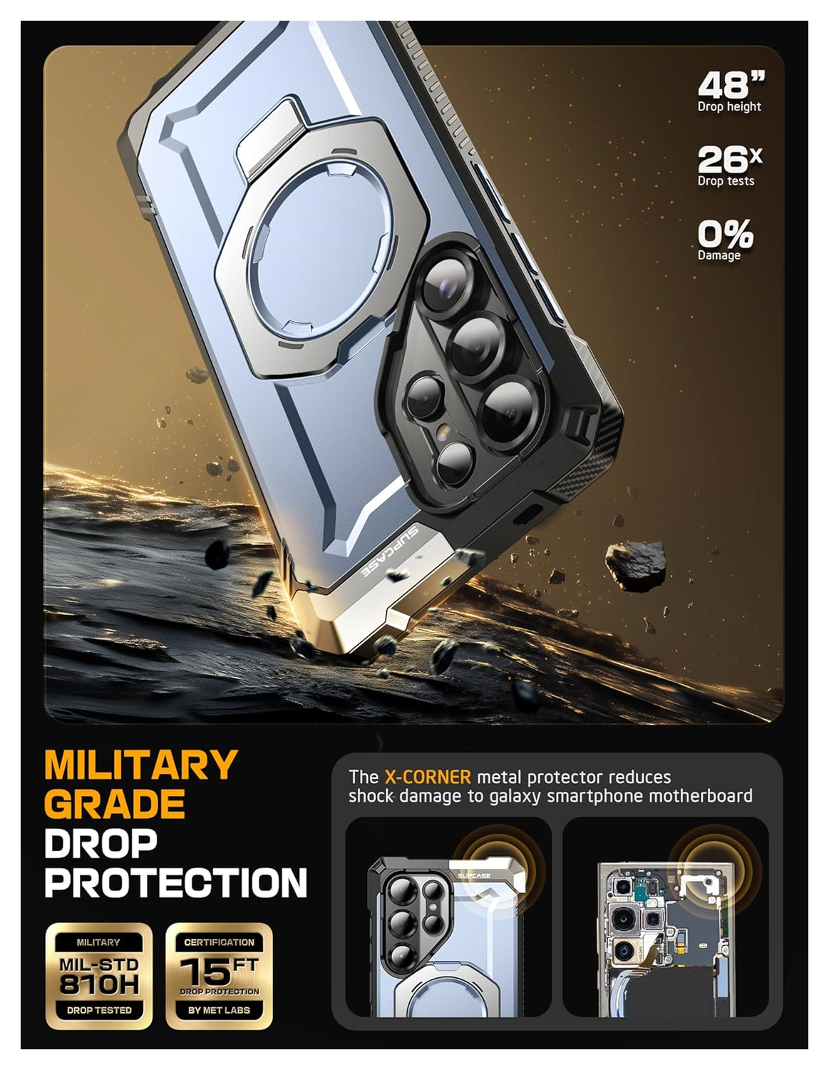 SUPCASE UB Grip Samsung Galaxy S25 Ultra Hoesje MagSafe / Qi2 Kickstand Blauw afbeelding 3