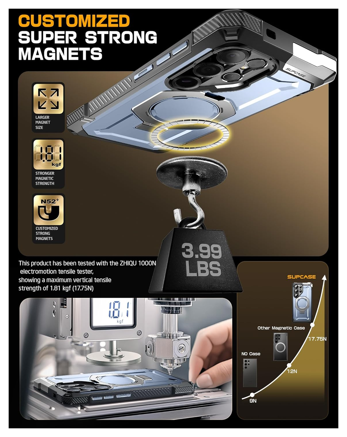 SUPCASE UB Grip Samsung Galaxy S25 Ultra Hoesje MagSafe / Qi2 Kickstand Blauw afbeelding 5