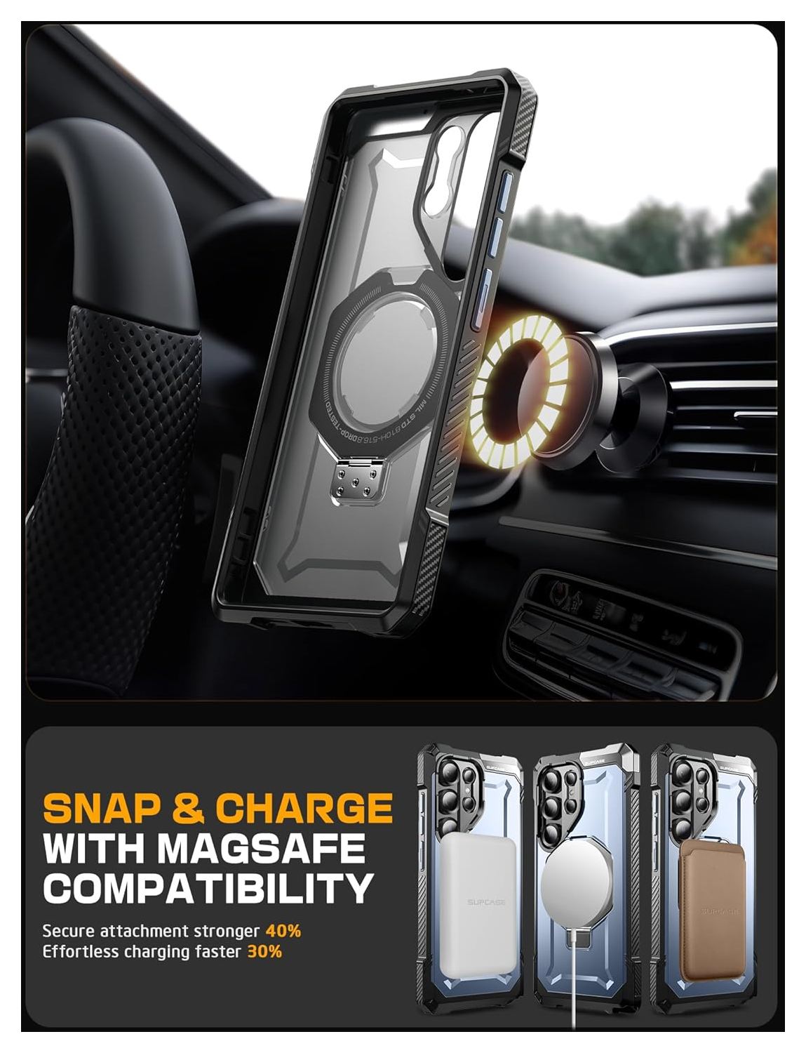 SUPCASE UB Grip Samsung Galaxy S25 Ultra Hoesje MagSafe / Qi2 Kickstand Blauw afbeelding 6