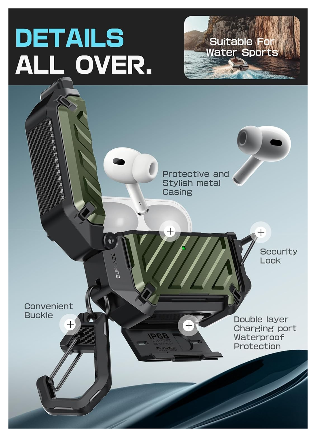 SUPCASE UB Pro AirPods Pro 3 Hoesje MagSafe Case Waterdicht Groen afbeelding 5